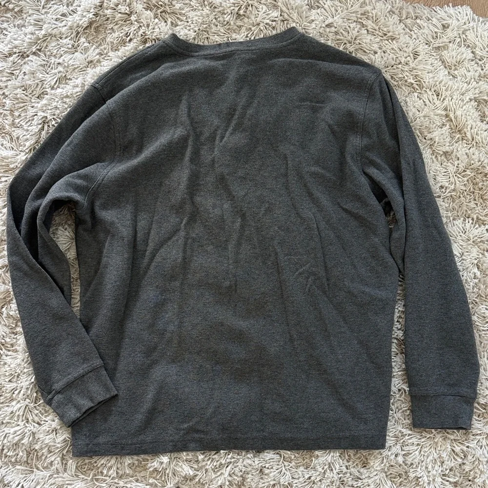 L.L. Bean Charcoal Long Sleeve Henley 100% Cotton Size XL - Picture 4 of 4